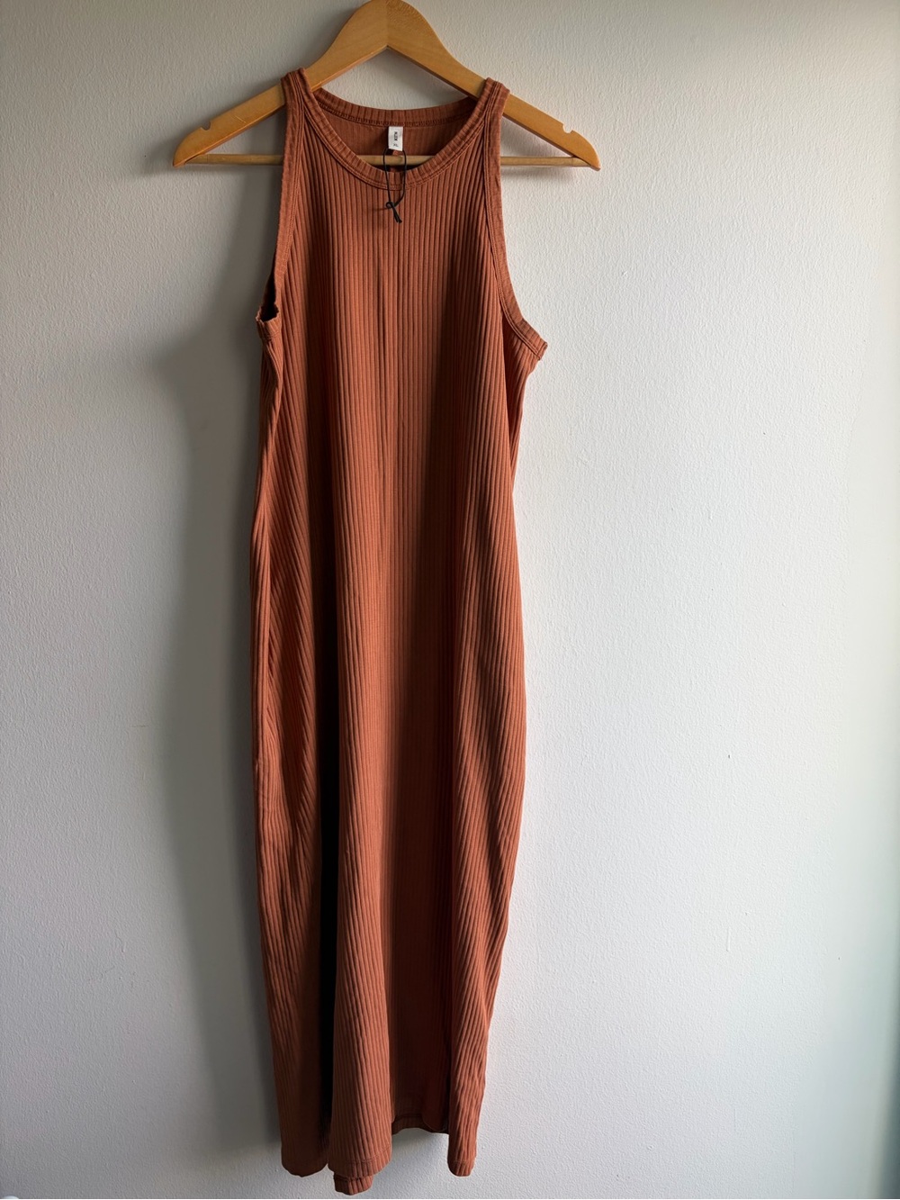 KOTN Ribbed Tank Maxi Dress in Rusty Terracotta